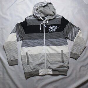 OKC THUNDER sweatshirt CREAM black RARE striped UNK hoodie SIZE L